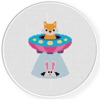 UFO Fox Cross Stitch Pattern