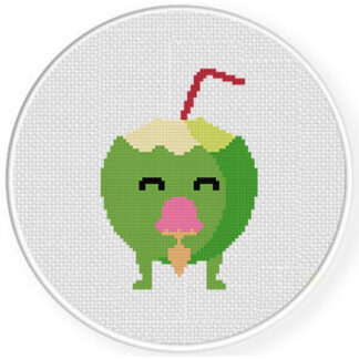 Cute Summer Coconut Cross Stitch Pattern
