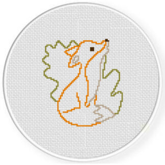 Fox Foliage Outline Cross Stitch Pattern