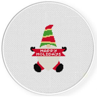 Happy Holidays Gnome Cross Stitch Pattern