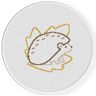 Hedgehog Foliage Outline Cross Stitch Pattern