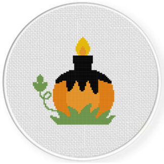 Jack O' Lantern Candle Cross Stitch Pattern