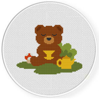 Relaxing Tea Time Bear Cross Stitch Pattern