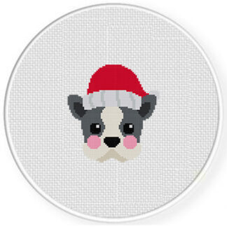 Santa Hat Dog Cross Stitch Pattern