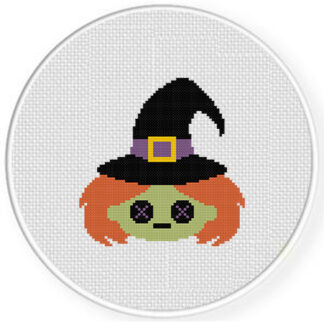 Witch Doll Head Cross Stitch Pattern