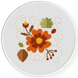 Autumn Foliage And Floral Cross Stitch Pattern