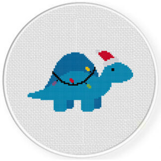 Christmas Lights Dino Cross Stitch Pattern