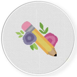 Floral Pencil Cross Stitch Pattern