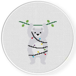 Hang In There Polar Bear Cross Stitch Pattern