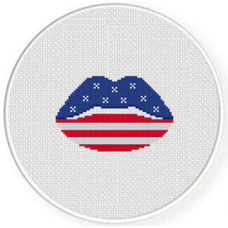 Stars And Stripes Lips Cross Stitch Pattern