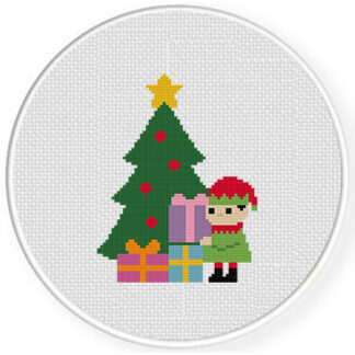 Christmas Tree Elf Cross Stitch Pattern
