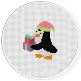 Gift Giving Penguin Cross Stitch Pattern