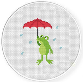 Rainy Day Frog Cross Stitch Pattern