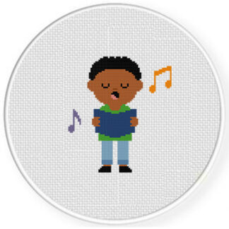Singing Boy Cross Stitch Pattern