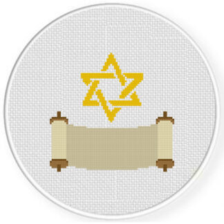 Star Of David And Scroll Cross Stitch Pattern
