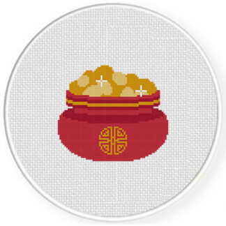 Wealth Pot Cross Stitch Pattern