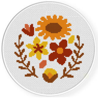 Autumn Floral Scene Cross Stitch Pattern