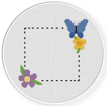 Butterfly Square Frame Cross Stitch Pattern