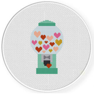 Heart Gumball Machine Cross Stitch Pattern