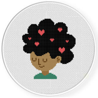 Heart Sprinkled Afro Cross Stitch Pattern