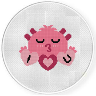I Heart U Monster Cross Stitch Pattern
