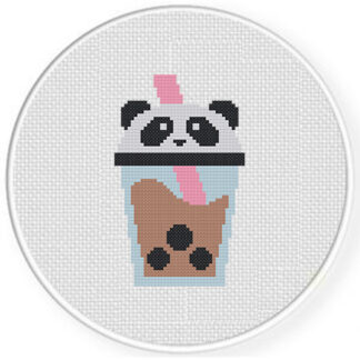 Panda Boba Tea Cross Stitch Pattern