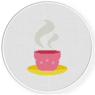 Pink Tea Cup Cross Stitch Pattern