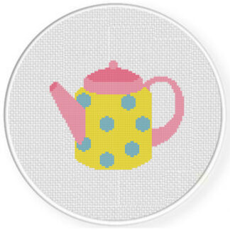 Polka Dot Tea Pot Cross Stitch Pattern