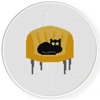 Kitty In Lounge Chair Cross Stitch Pattern