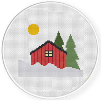 Winter Cabin Cross Stitch Pattern
