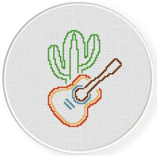 Cactus And Guitar Cross Stitch Pattern