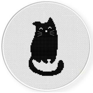 Happy Black Cat Cross Stitch Pattern