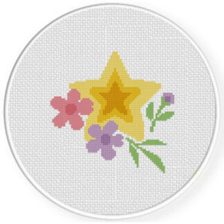 Star And Flowers Cross Stitch Pattern