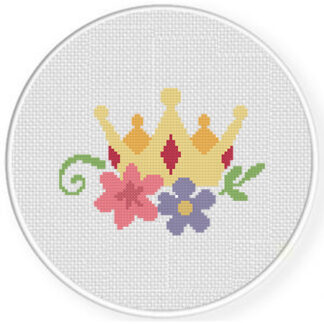 Crown And Flowers Cross Stitch Pattern