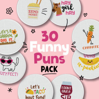 30 Charts!! Funny Puns Pack Cross Stitch Patterns