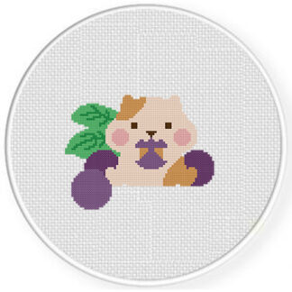 Grapes Hamster Cross Stitch Pattern