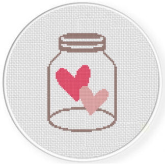Jar Of Hearts Outline Cross Stitch Pattern