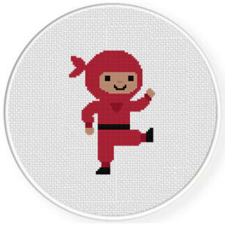 Red Ninja Kid Cross Stitch Pattern