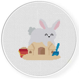 Sand Castle Bunny Cross Stitch Pattern
