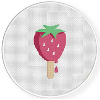 Strawberry Popsicle Cross Stitch Pattern