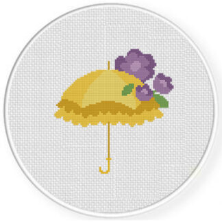 Yellow Floral Umbrella Cross Stitch Pattern