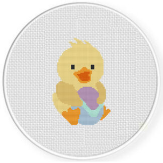 Chick With Easter Egg Cross Stitch Pattern