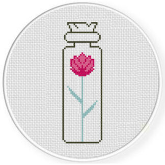 Flower In a Tall Jar Cross Stitch Pattern