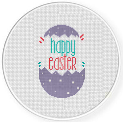 Happy Easter In Egg Cross Stitch Pattern – Daily Cross Stitch