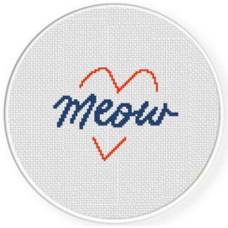 Meow Heart Cross Stitch Pattern