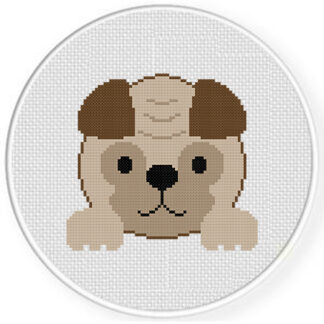 Pug Peep Cross Stitch Pattern