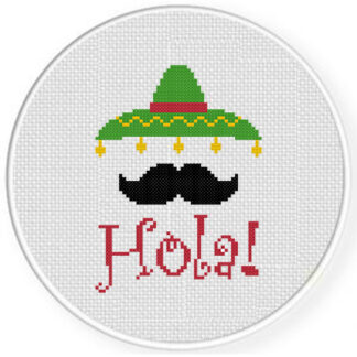 Sombrero Mustache Cross Stitch Pattern