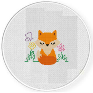 Spring Baby Fox Cross Stitch Pattern