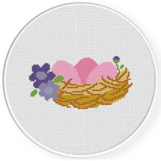 Spring Bird's Nest Cross Stitch Pattern