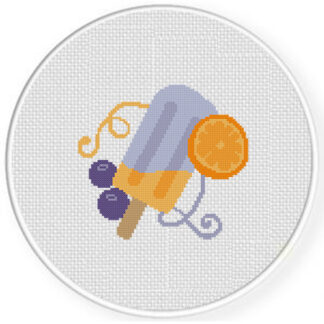 Blueberry and Orange Popsicle Cross Stitch Pattern